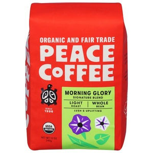 Peace Coffee Coffee Whole Bean Light Roast Morning Glory Og1 6/12 OZ [UNFI #2863660] [ebt]