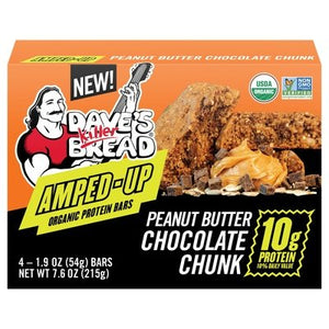 Daves Killer Bread Protein Bars Organic Peanut Butter Chocolate Chunk Amped-Up Og2 6/7.6 OZ [UNFI #2871465] [ebt]