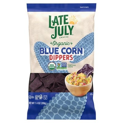 Late July Snacks Tortilla Chips Organic Blue Corn Dippers Og2 9/7.4 OZ [UNFI #2827392] [ebt]