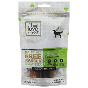 I And Love And You Dog Treats Holistic Beef Free Ranger Bully Stix 6/5 CT [UNFI #01278118]