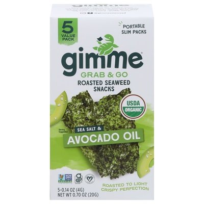 Gimme Seaweed Snacks Sea Salt & Avocado Oil Grab & Go Roasted Value Pack Og2 6/.7 OZ [UNFI #2870335] [ebt]