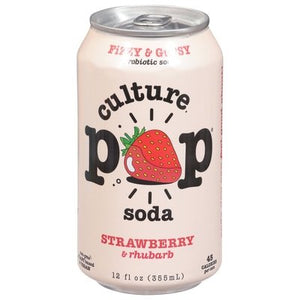 Culture Pop Soda Soda Probiotic Strawberry & Rhubarb 12/12 OZ [UNFI #2930667] [ebt] T