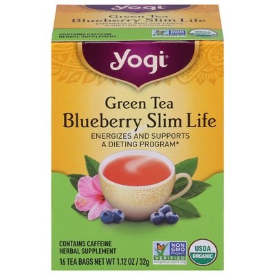 Yogi Green Tea Blueberry Slim Life Tea Bags Og3 6/16 BAG [UNFI #712570] [ebt]