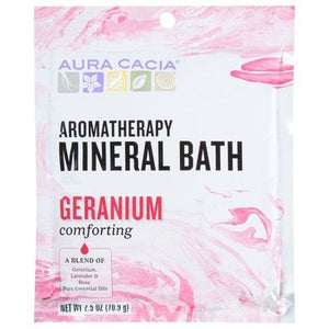 Aura Cacia Mineral Bath Aromatherapy Geranium Comforting 6/2.5 OZ [UNFI-CARLISLE #682476] T