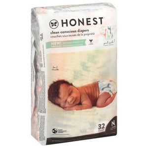 The Honest Company Diapers Multicolored Giraffes Lil Peanut Newborn (Less Than 10 Lbs) 1/32 CT [UNFI-CARLISLE #3054301] T