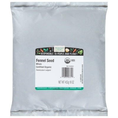 Frontier Nat Prod Co-Op Fennel Seed Organic Whole 1LB Og2 [UNFI-CARLISLE #448548] [ebt]
