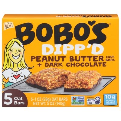 Bobos Oat Bars Oat Bars Peanut Butter + Dark Chocolate Dippd 6/5 OZ [UNFI #2935153] [ebt]