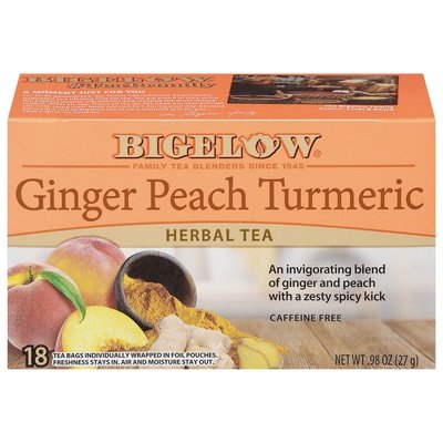 Bigelow Herbal Tea Caffeine Free Ginger Peach Turmeric Tea Bags 6/18 BAG [UNFI #2280089] [ebt]