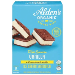 Aldens Organic Ice Cream Sandwich Vanilla Mini Squares Og2 12/8/2 OZ [UNFI #2399111] [ebt]