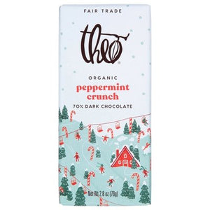 Theo Chocolate Dark Chocolate Organic Peppermint Crunch Og2 12/2.8 OZ [UNFI-CARLISLE #2851426] [ebt]