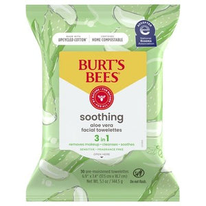Burts Bees Facial Towelettes Aloe Vera Soothing 3 In 1 3/30 CT [UNFI-CARLISLE #2056901] T