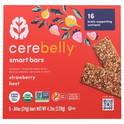 Cerebelly Smart Bars Strawberry Beet Og2 6/4.2 OZ [UNFI #2645141] [ebt]