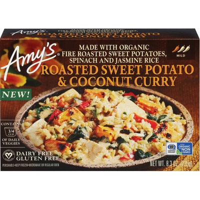 Amys Roasted Sweet Potato & Coconut Curry Mild Og3 Og3 12/8.3 oz [UNFI #3081122 ] [ebt]