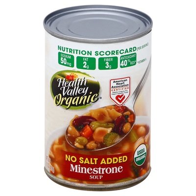Health Valley Soup No Salt Added Minestrone Og2 12/15 OZ [UNFI #463026] [ebt]
