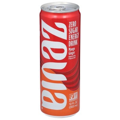 Zevia Energy Drink Zero Sugar Mango Ginger 12/12 OZ [UNFI #1907963] [ebt] T