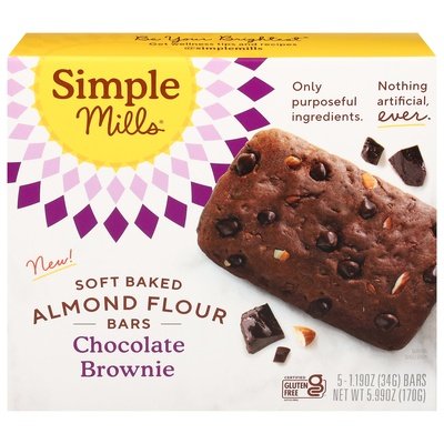 Simple Mills Bars Chocolate Brownie Soft Baked Almond Flour 6/5.99 OZ [UNFI #2952067] [ebt]