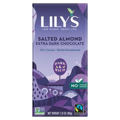 Lilys Chocolate Extra Dark Salted Almond 70% Cocoa 12/2.8 OZ [UNFI-CARLISLE #2066298] [ebt]