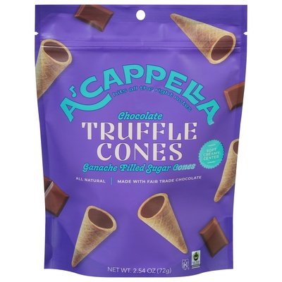 Acappella Truffle Cones Chocolate 6/2.54 OZ [UNFI #2982817] [ebt]
