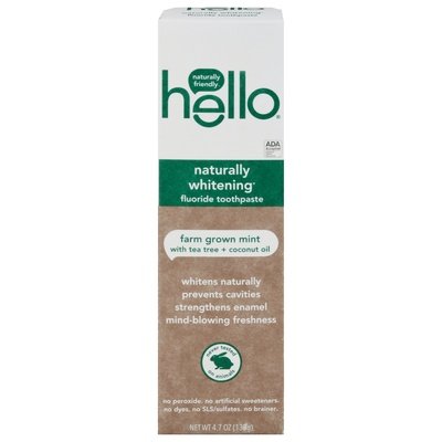 Hello Products Toothpaste Fluoride Naturally Whitening Farm Grown Mint 6/4.7 OZ [UNFI-CARLISLE #2702355] T