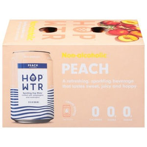 Hop Wtr Sparkling Hop Water Peach Non-Alcoholic 4/6/12 OZ [UNFI #2868107] [ebt]