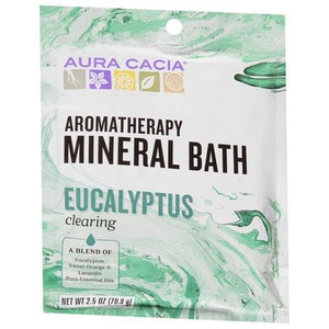 Aura Cacia Mineral Bath Aromatherapy Eucalyptus Clearing 6/2.5 OZ [UNFI-CARLISLE #277616] T