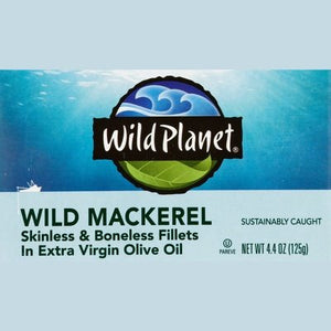 Wild Planet Mackerel Wild In Extra Virgin Olive Oil Fillets 12/4.4 OZ [UNFI #1718030] [ebt]