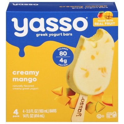 Yasso Yogurt Bars Creamy Mango Greek 4 Pack 8/4/3.5 OZ [UNFI #3053055] [ebt]