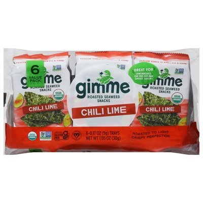Gimme Seaweed Snacks Roasted Chili Lime 6 Value Pack Og2 8/6/.17 OZ [UNFI #2870343] [ebt]