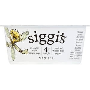 Siggis Yogurt Whole-Milk Icelandic Style Cream-Skyr Strained Vanilla 12/4.4 oz [UNFI #1693860 ] [ebt]