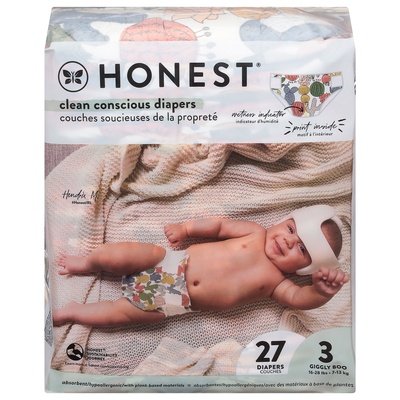 The Honest Company Diapers Cactus Cuties Giggly Boo S3 (16-28 Lbs) 1/27 CT [UNFI-CARLISLE #2302990] T