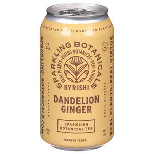 Rishi Tea Botanical Tea Sparkling Unsweetened Dandelion Ginger 12/12 OZ [UNFI #2618189] [ebt]