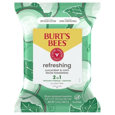 Burts Bees Facial Towelettes Cucumber & Mint Refreshing 3/30 CT [UNFI-CARLISLE #2056885] T