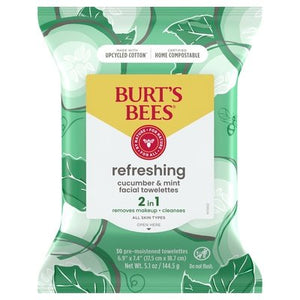 Burts Bees Facial Towelettes Cucumber & Mint Refreshing 3/30 CT [UNFI-CARLISLE #2056885] T