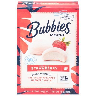 Bubbies Hawaii Mochi Red Ripe Strawberry Super Premium 8/7.5 OZ [UNFI #2211084] [ebt]