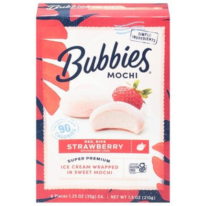 Bubbies Hawaii Mochi Red Ripe Strawberry Super Premium 8/7.5 OZ [UNFI #2211084] [ebt]