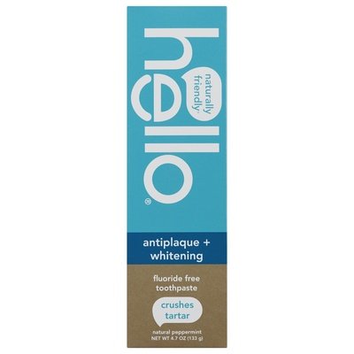 Hello Products Toothpaste Fluoride Free Antiplaque + Whitening Natural Peppermint 6/4.7 OZ [UNFI-CARLISLE #2702363] T
