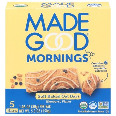 Made Good Oat Bars Blueberry Flavor Soft Baked Og2 6/5.3 OZ [UNFI #2972891] [ebt]