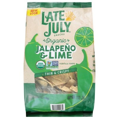 Late July Snacks Tortilla Chips Organic Jalapeno & Lime Thin & Crispy Og2 9/10.1 OZ [UNFI #2805216] [ebt]