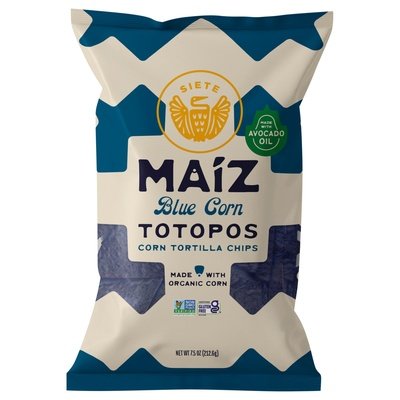 Siete Corn Tortilla Chips Blue Corn Totopos Og3 6/7.5 OZ [UNFI #2943561] [ebt]