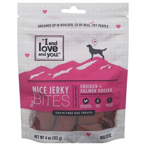 I And Love And You Dog Treats Holistic Grain Free Chicken + Salmon Recipe Nice Jerky Bites 6/4 OZ [UNFI #01836568]