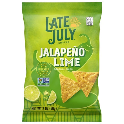 Late July Snacks Tortilla Chips Jalapeno Lime Og3 24/2 OZ [UNFI #2943090] [ebt]