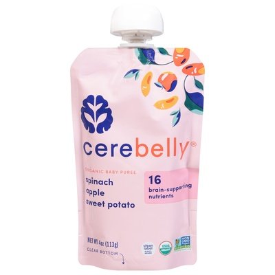 Cerebelly Baby Puree Organic Spinach Apple Sweet Potato Og2 6/4 OZ [UNFI-CARLISLE #2529337] [ebt]