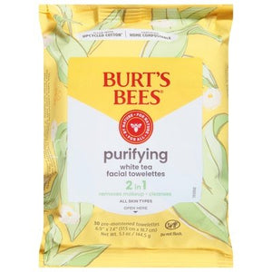 Burts Bees Facial Towelettes White Tea Purifying 2 In 1 3/30 CT [UNFI-CARLISLE #2056919] T