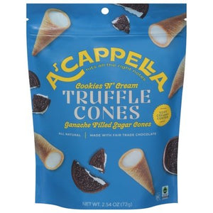 Acappella Truffle Cones Cookies N Cream 6/2.54 OZ [UNFI #2982825] [ebt]