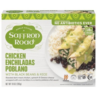 Saffron Road Enchiladas Poblano Chicken Medium 8/10 OZ [UNFI #1649086] [ebt]