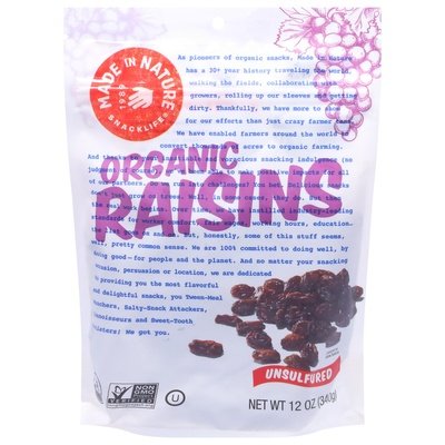 Made In Nature Raisins Organic Unsulfured Og2 6/12 OZ [UNFI #2805075] [ebt]