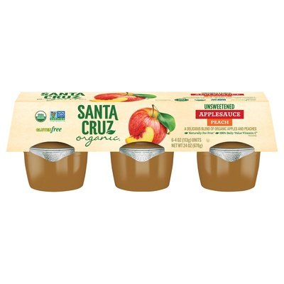 Santa Cruz Organic Applesauce Peach Unsweetened Og2 12/6/4 OZ [UNFI #319178] [ebt]