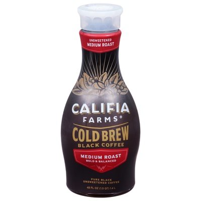 Califia Farms Coffee Black Cold Brew Medium Roast Unsweetened 6/48 OZ [UNFI #2085892] [ebt] T