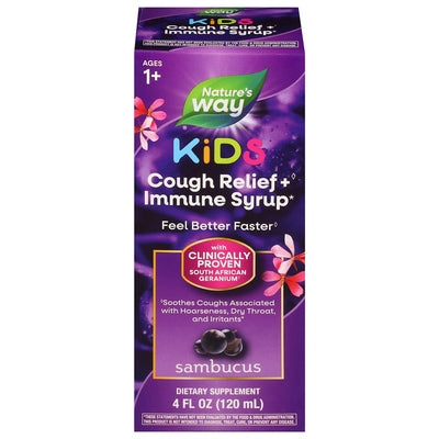 Natures Way Cough Relief + Immune Syrup Sambucus Kids 1/4 OZ [UNFI-CARLISLE #2762912]
