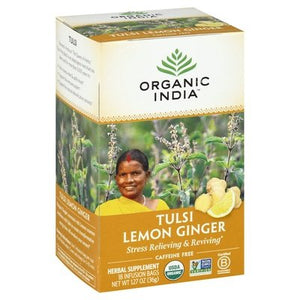 Organic India Herbal Supplement Tulsi Lemon Ginger Caffeine Free Infusion Bags Og2 6/18 BAG [UNFI #125757] [ebt]